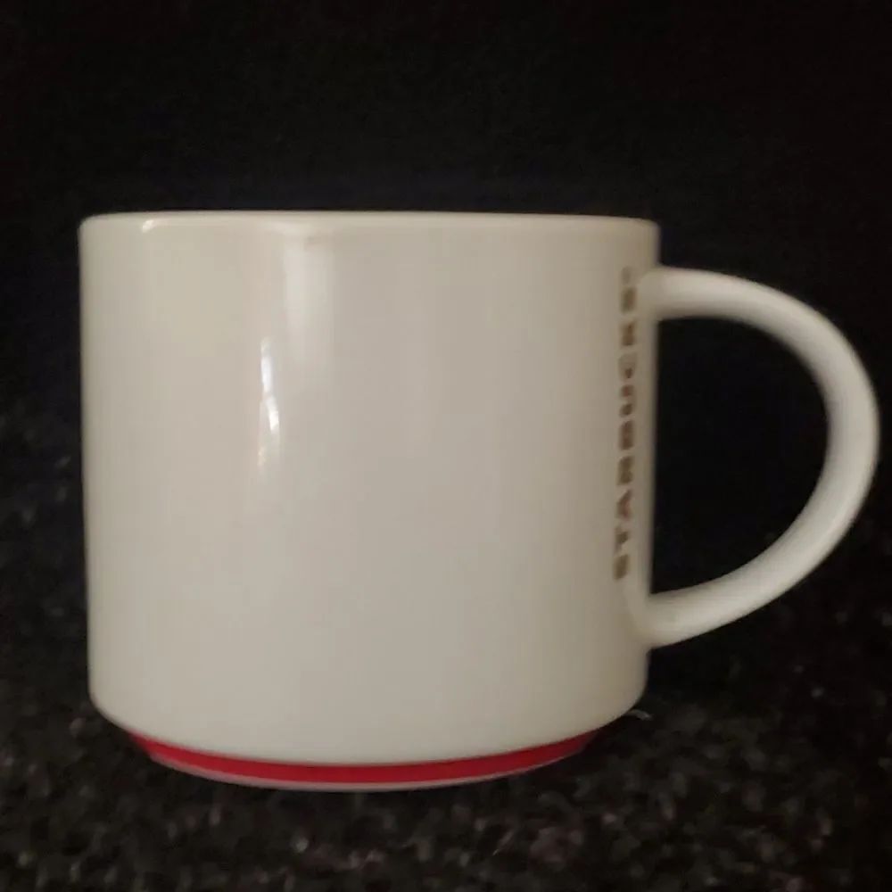 Starbucks 2012 Coffee Mug Red Stripe Bottom Rim 16 oz.
